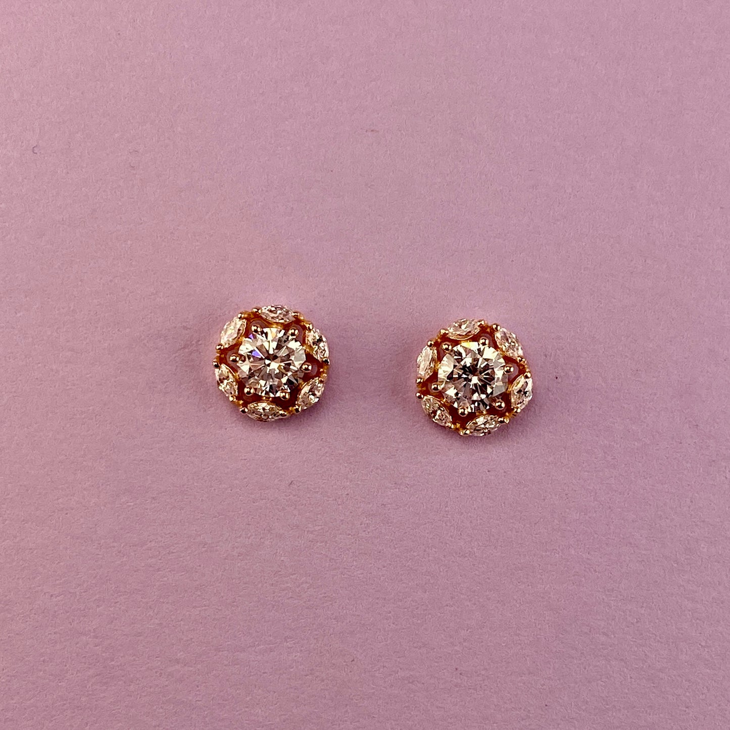 Rose gold circle studs