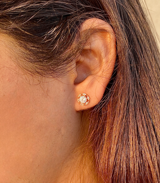 Rose gold circle studs