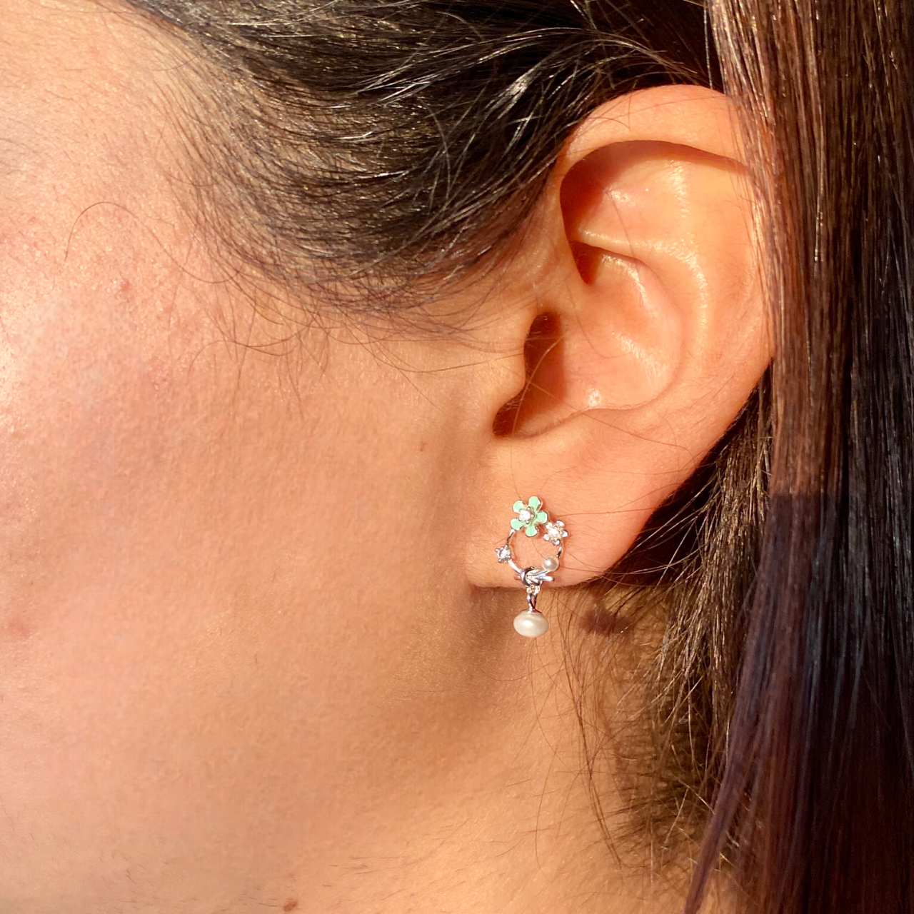 Floral enamel earrings